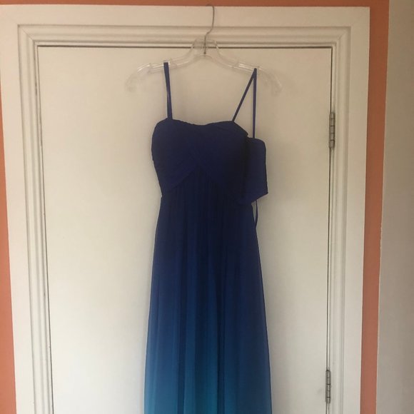 Blue Ombre Strapless Prom Dress - Picture 3 of 4